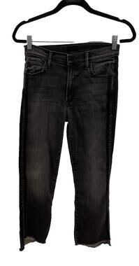Mother The Insider Crop Step Fray Raw Hem Jeans Faded Not Guilty Black 27 / 4